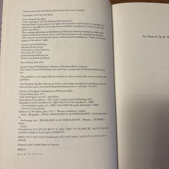 You'll Grow Out of It By Jessi Klein HC DJ 1st Edition Grand Central Publishing - Picture 7 of 7